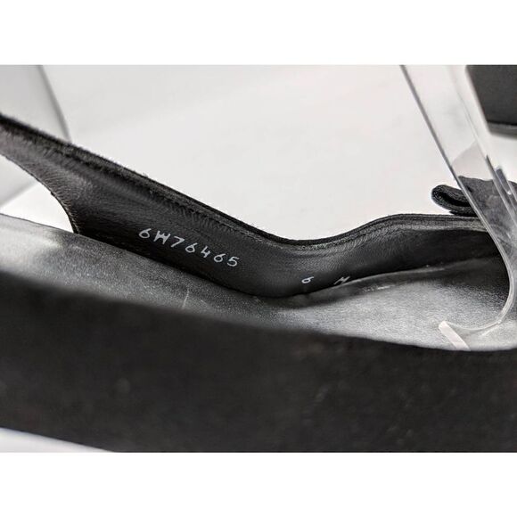 STUART WEITZMAN BLACK SATIN EVENING DRESS BOW SLINGBACK STILETTO HEELS PUMPS 6 M - Picture 5 of 9